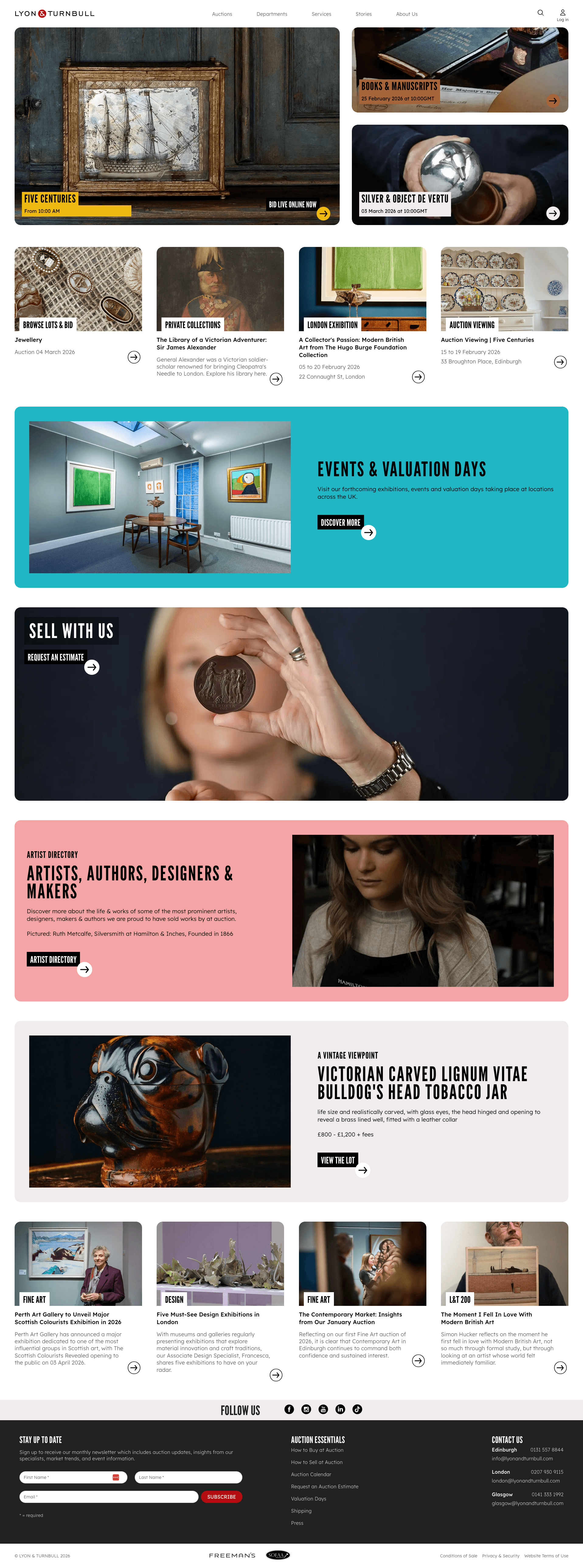 Lyon & Turnbull auction website homepage powered by Auction Fusion